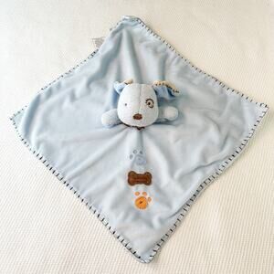 Carters Blue Dog Puppy Lovey Rattle with bone embroidered